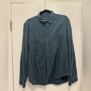 J. Crew Slim-fit heather flannel shirt small buffalo check hunter green navy